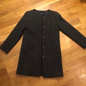 Madewell Long Grey Collarless Coat